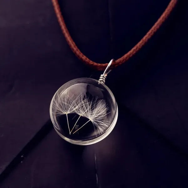 Dandelion Glass Necklace Handmade