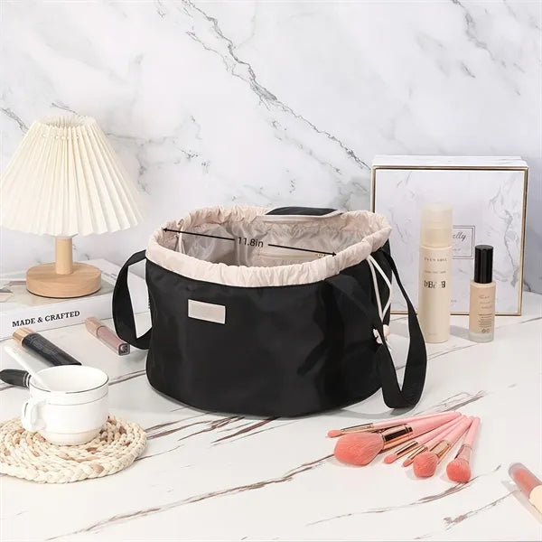 Barrel Drawstring Makeup Bag Large Travel