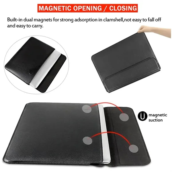 13inch PU Leather Laptop Sleeve with Stand