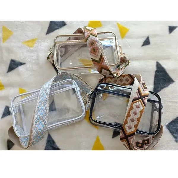 Stadium Approved Clear Crossbody Purse Bag with Guitar Strap
