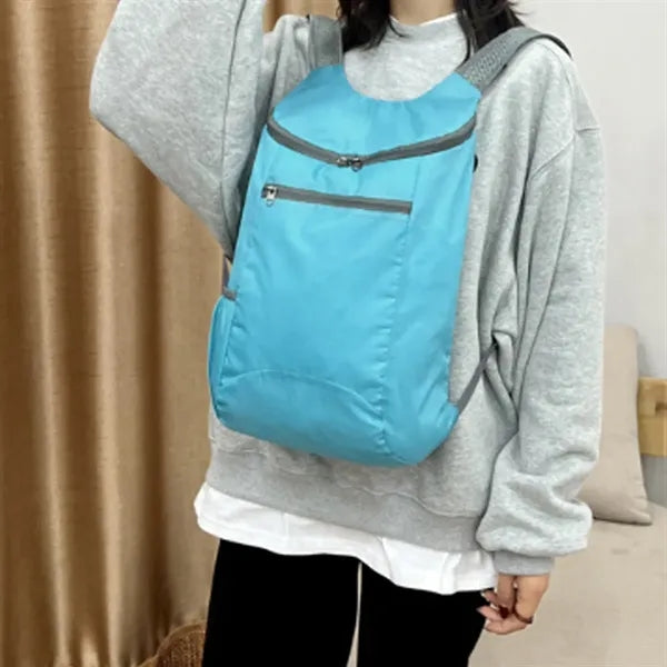 Foldable Lightweight Backpack with Zippered Pockets