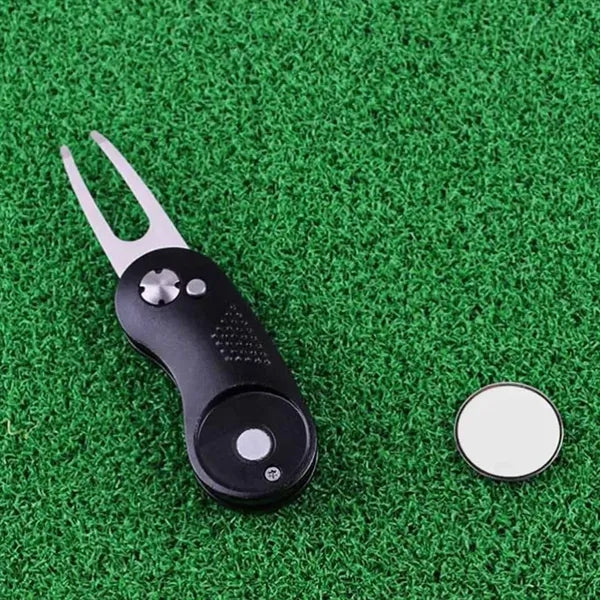 Golf Divot Tool with Magnetic Ball Marker and Clip