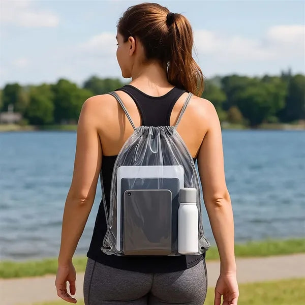 Clear PVC Drawstring Bag for Daily Use and Storage