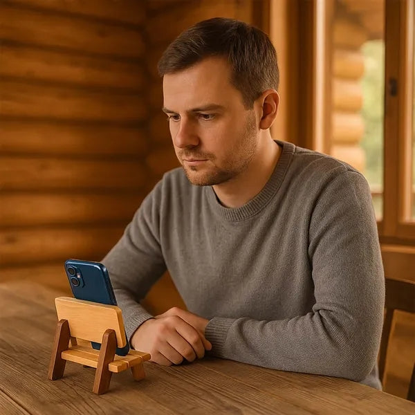 Eco-Friendly Stool Shaped Wooden Phone Stand