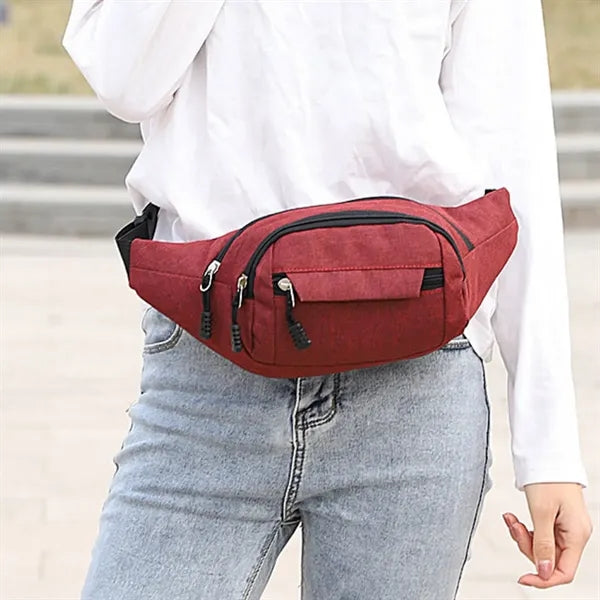 Multi-Pocket Waist Pack with Adjustable Strap and Zippers