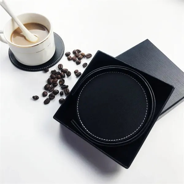 3.93 Inch PU Leather Coasters Customizable