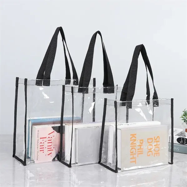 Clear PVC Tote Bag with Colored Trim and Handles