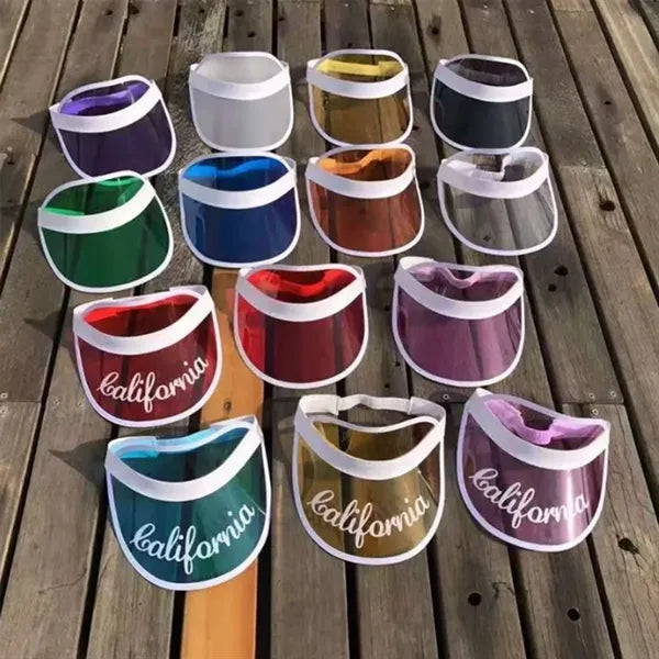 Unisex Plastic Clear Colorful PVC Sun Visors