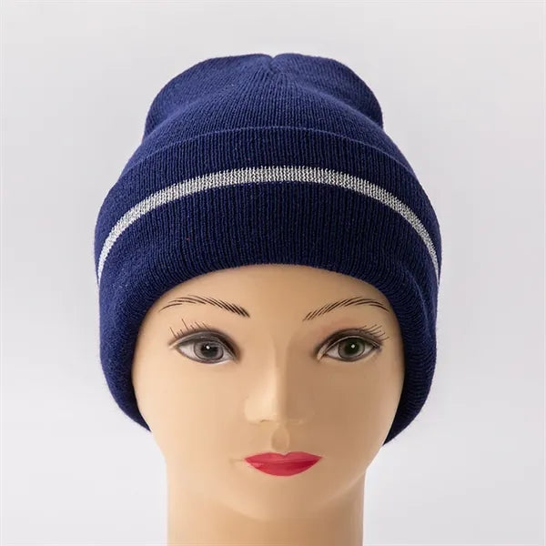 Acrylic Reflective Knitted Cuffed Safety Beanie