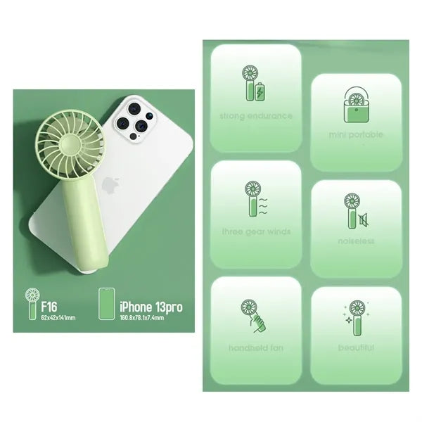 Portable Mini 3 Speeds 1200mAh Personal Small Hand Fan