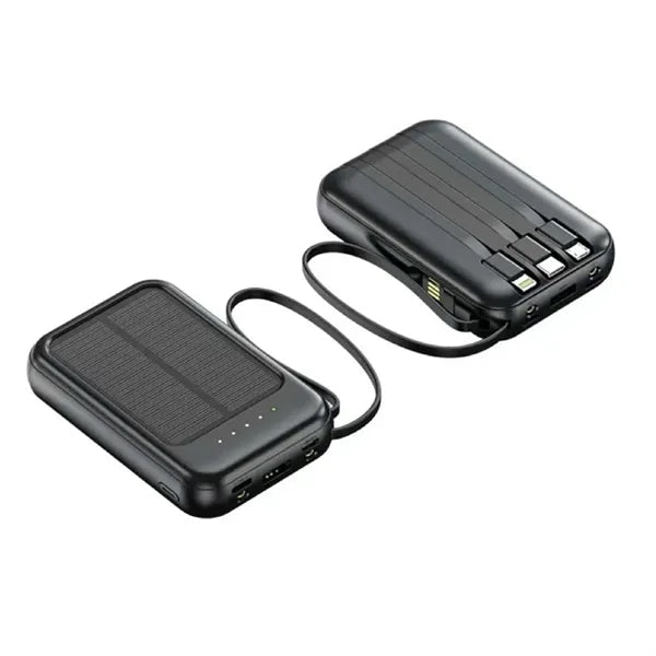 20000mAh Portable Solar Power Bank Charger Built-in Cables