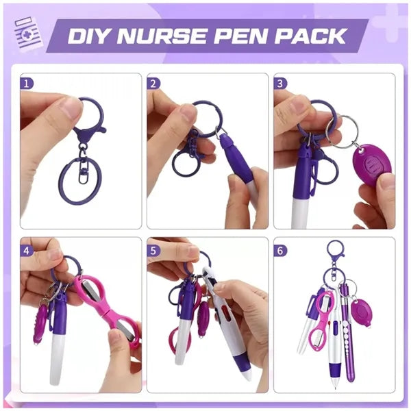 Nurse Set Ballpoint Pen Nursing Keychain Clip Foldable S