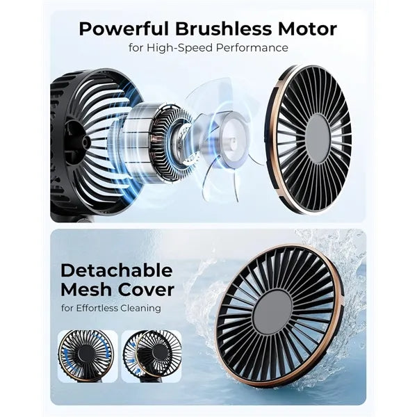 USB Rechargeable Foldable Fan with Real-Time Electricity Dis