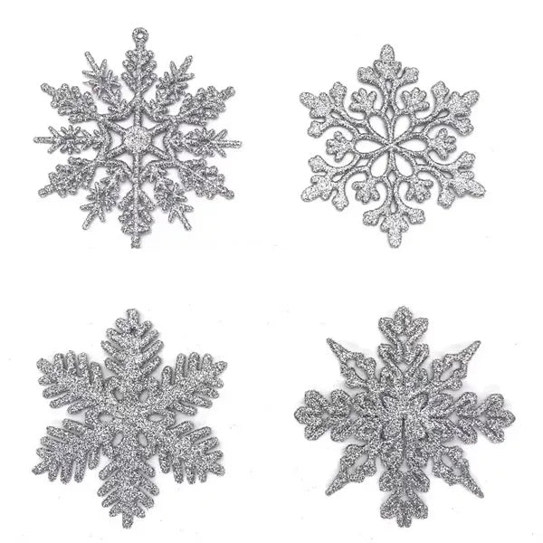 Plastic Silver Christmas Snowflake Hanging Decorations