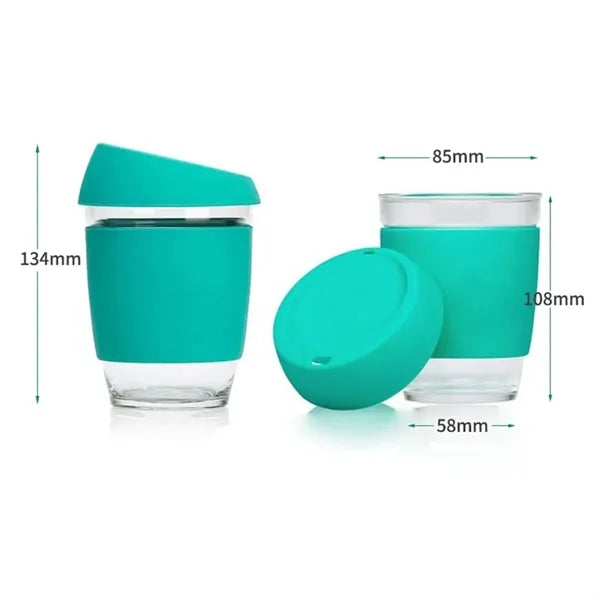 12oz Traveler's Glass Bottle With Colorful Silicone Sleeve