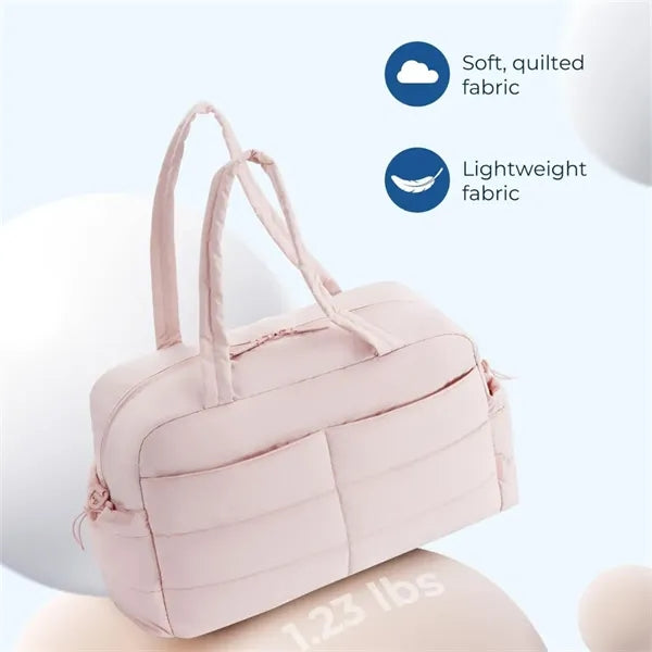 Pink Travel Duffle Puffer Tote Bag Gym Women