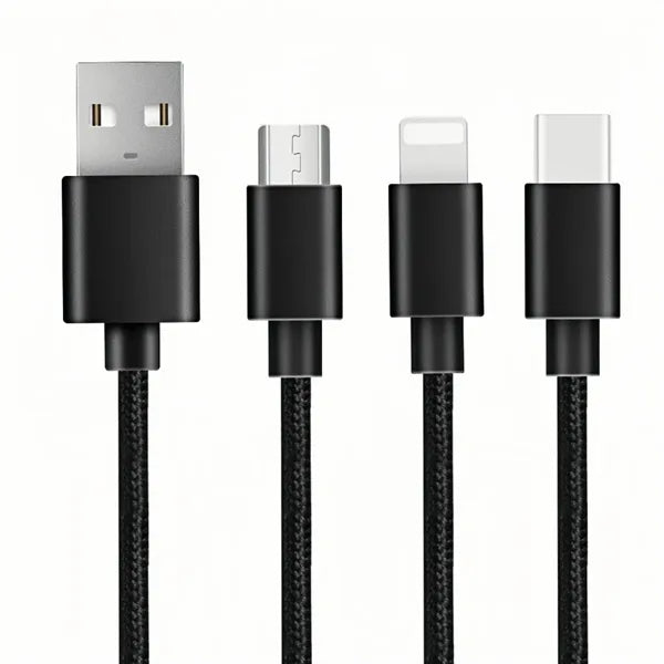 3-In-1 Charging Cable Keychain With USB & Multi Tips