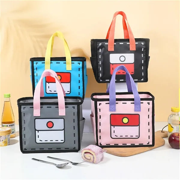 Colorful Cartoon Lunch Box Bag for Women & Kids