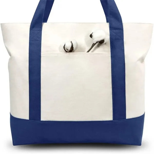 Stylish Canvas Tote Bag w/ External Pocket