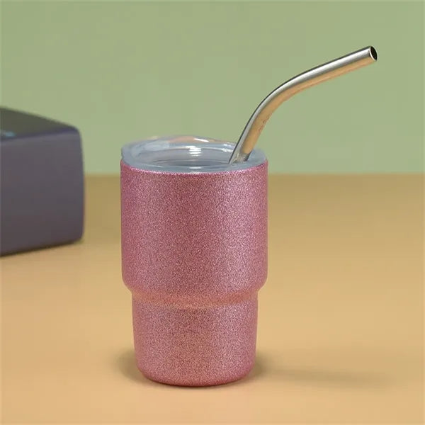3oz Mini Tumbler Shot Glass with Straw and Lid