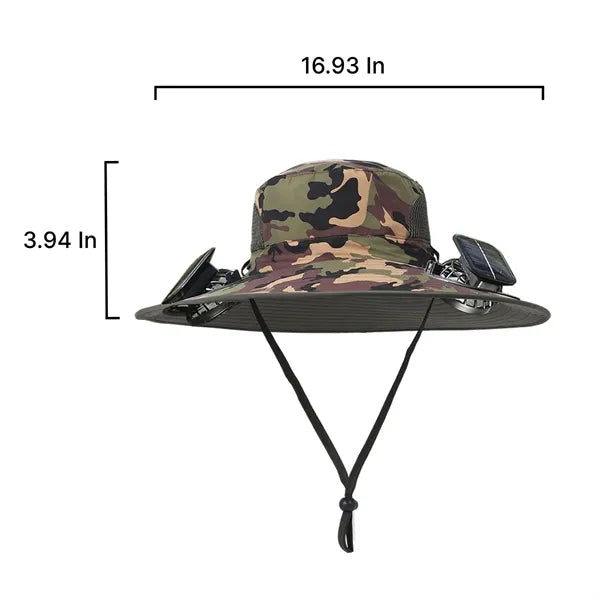 Solar Rechargeable Outdoor Fan Hat with Adjustable Strap