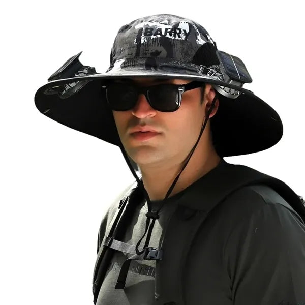 Wide Brim Sun Hats with 2 Solar Fan