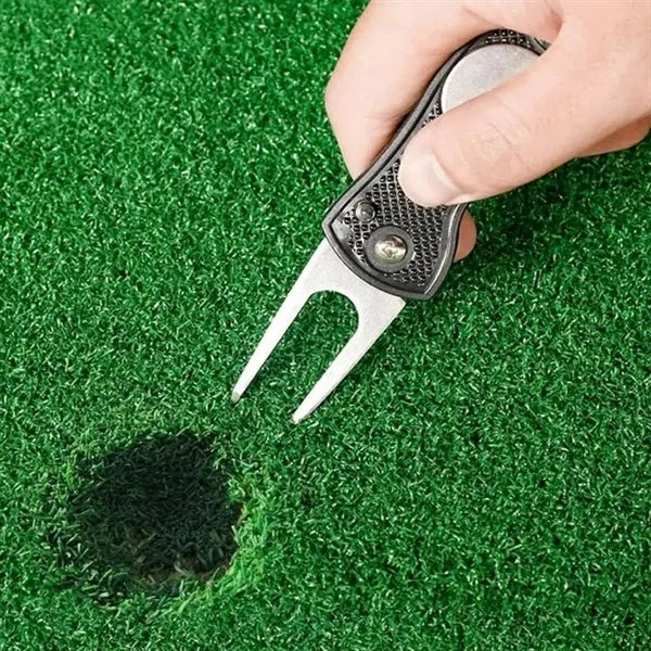 Golf Course Folding Fork Tool with Aluminum Handle