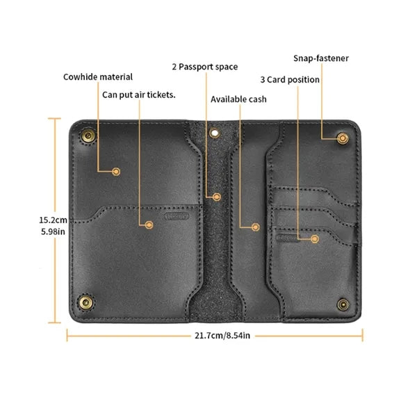Multifunctional Leather Passport Holder Wallet Case