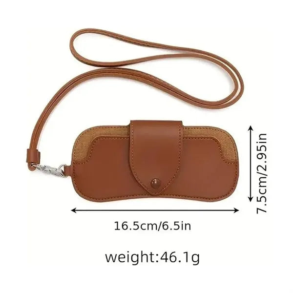 Adjustable Lanyard Fashion Leather Glasses Storage Bag