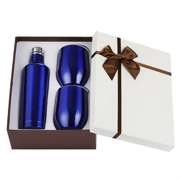 Double Walled Vacuum Wine Bottle & Tumblers Gift Set
