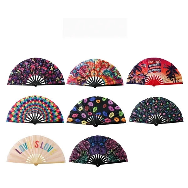 Vibrant 13 Inch Oversized Folding Hand Dance Fan