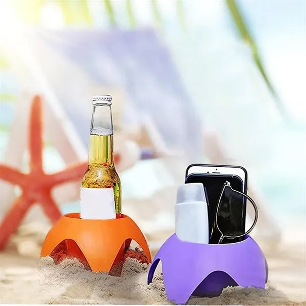 Logo Beach Drink Holder Set Stackable & Sand-Free