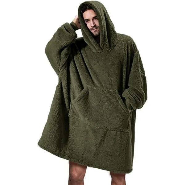 Unisex Comfortable Winter Flannel Hoodie Pajama