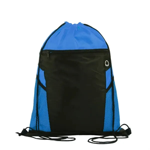 Drawstring Bag With Zippered Front Pockets