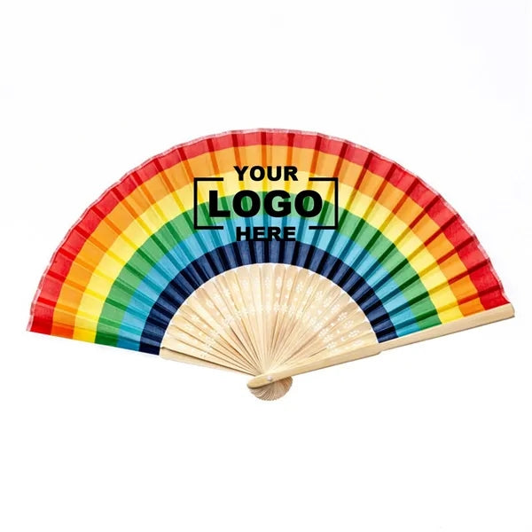 Rainbow Bamboo Accordion Fan With Foldable Handle
