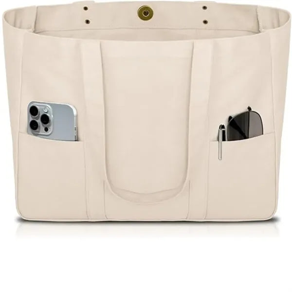 Large Canvas Tote Bag for Women with Pockets