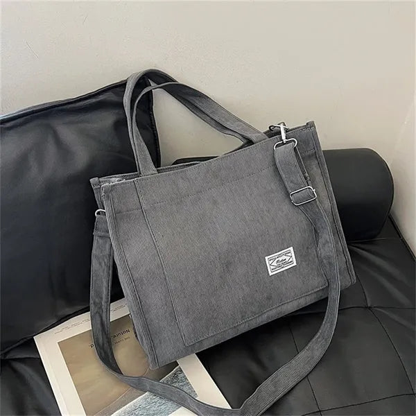 Corduroy Crossbody Bag Casual Zipper Tote