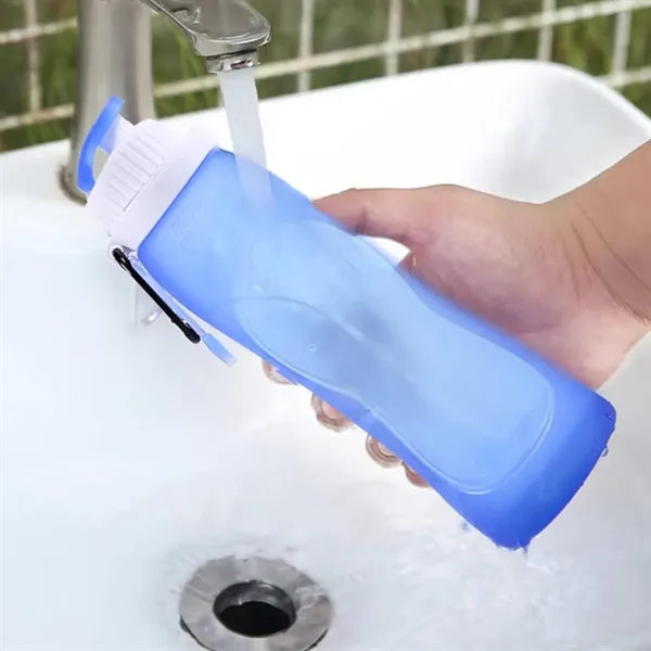 17Oz. Collapsible Water Bottle with Flip Top and Carabiner