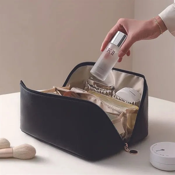 Travel Makeup Bag with Divider and Handle