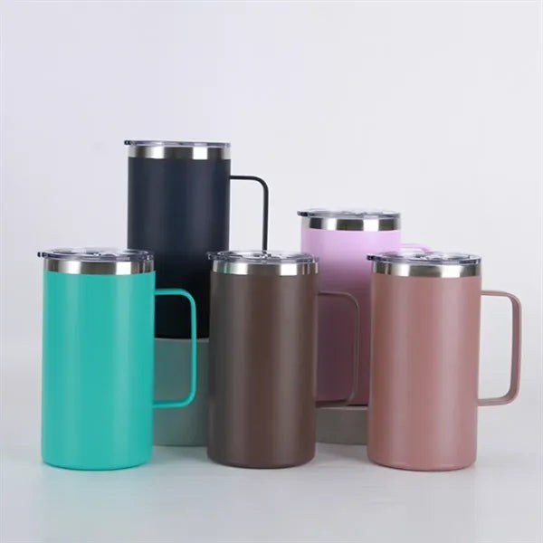 Double Wall Insulated Mugs with Handle and Lid Bottle