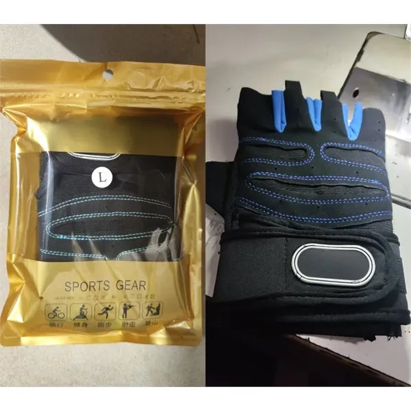 Fingerless Workout Gloves Gym Lifting Exercise W/ Wrist Wrap