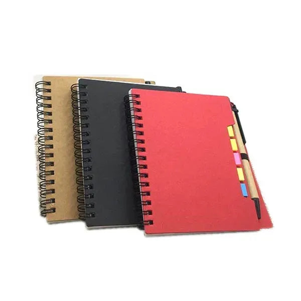 Kraft Cover Spiral Journal Notebook with Sticky Notes & Pen