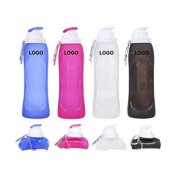 16.9oz Foldable Silicone Sports Bottle For Outdoor And Trave