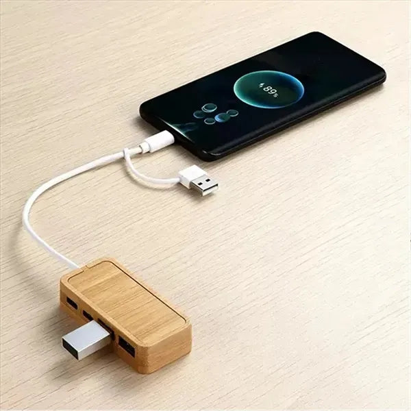 4 Port Bamboo USB Hub