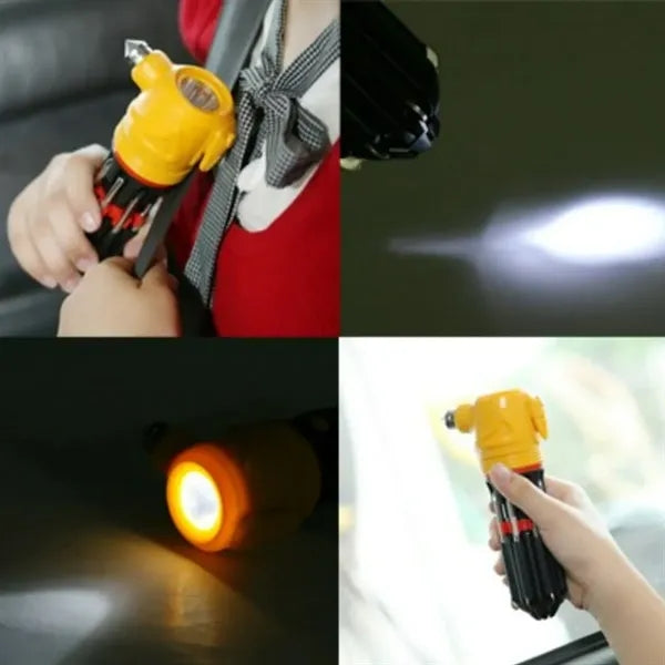 8 in 1 Emergency Car Multi-Tool with Safety Hammer & Light
