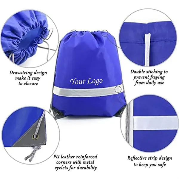 Sports Drawstring Backpack With Reflective Strips