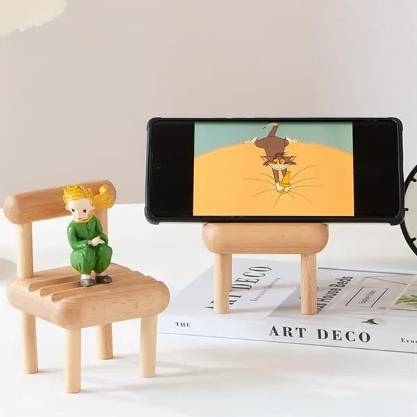 Mini Wooden Chair Phone Stand Desk Display Mobile Holeder