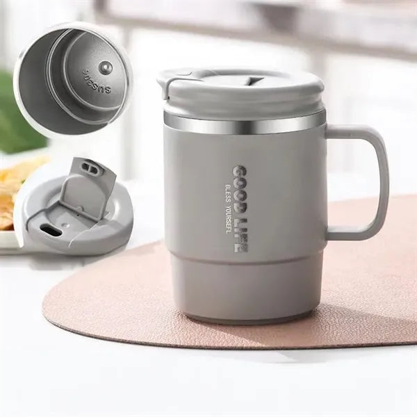 17oz stainless steel mug with built-in spoon & tea infuser