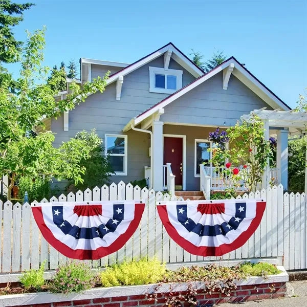 US Patriotic Half Fan Banner Flag With Eagle Print