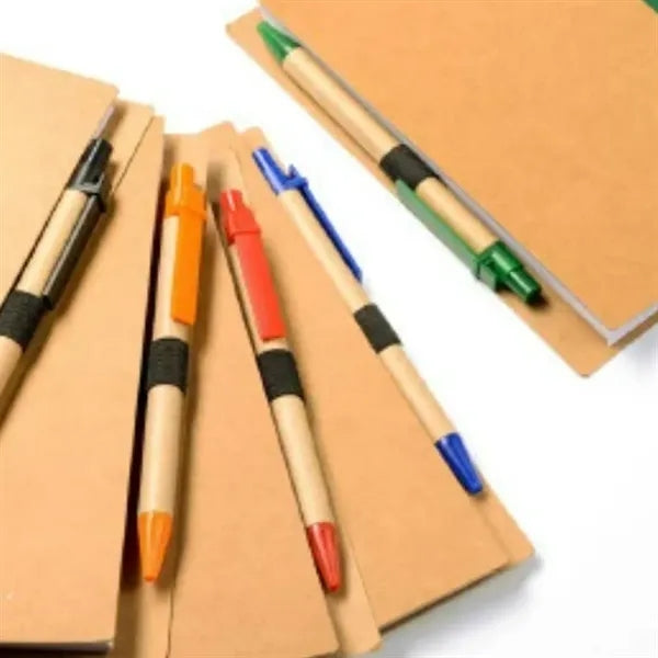 Recycled Spiral Notebook and Pen Set with Custom Logo